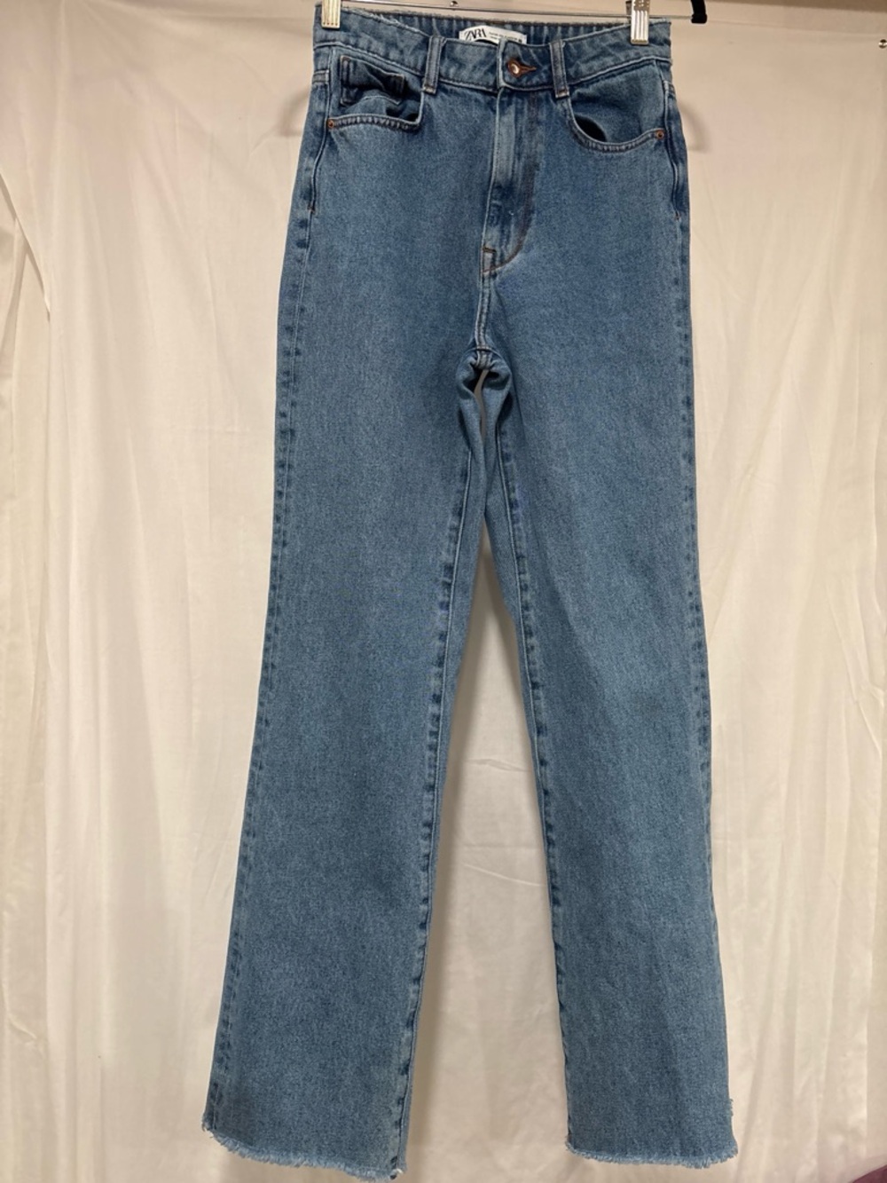 Zara Light Blue Denim Jeans with Copper Button